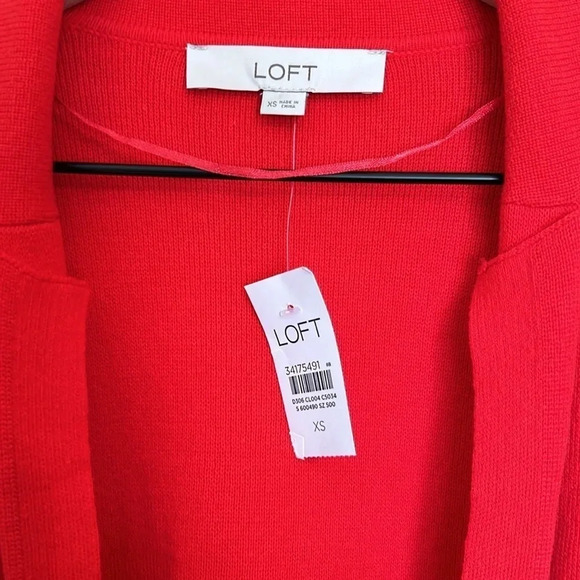Lift Long Sleeve Cotton Open Front Cardigan Sweater Red  XS - Picture 2 of 7